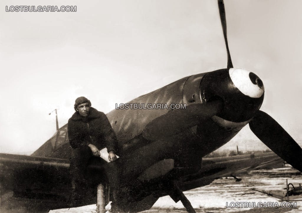 Български летец с изтребител Месершмит-109Г, въздушна отбрана на София, зимата на 1943-44 г.