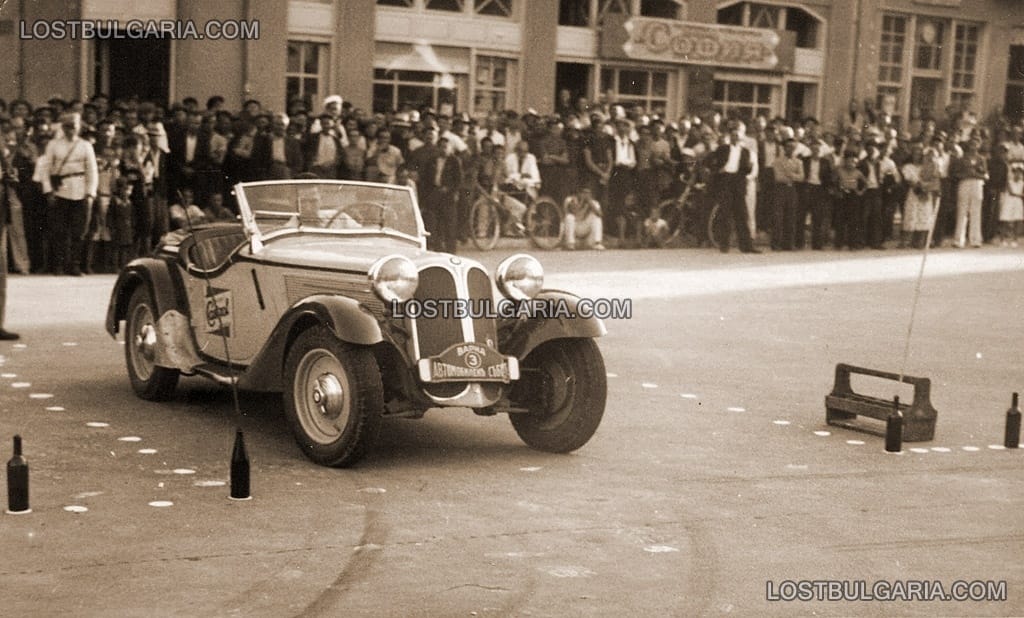 Варна, автомобилна демонстрация с участието на Димитър Соколов, 1938 г.