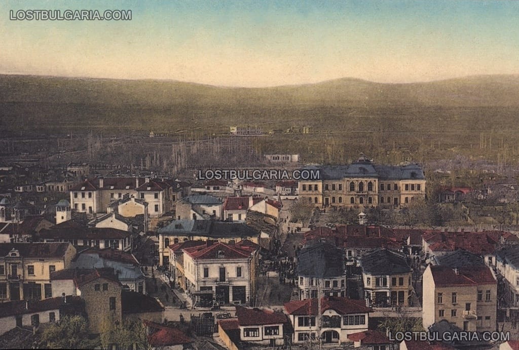 Кюстендил, общ изглед към града и гарата, 20-те години на ХХ век