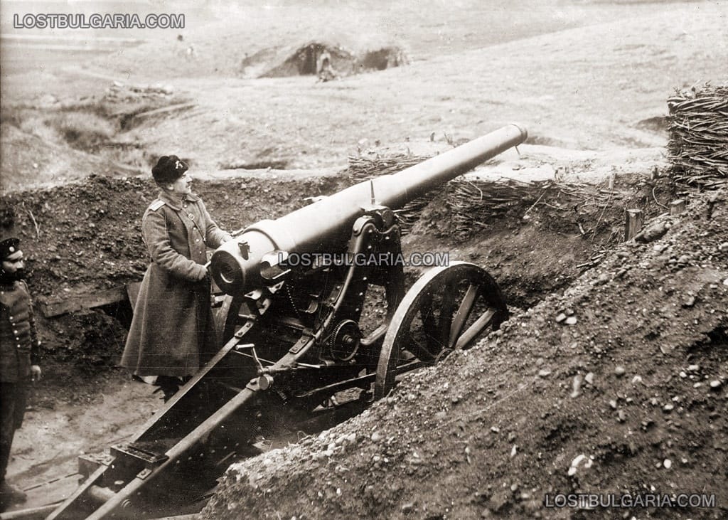 Българска обсадна артилерия с тежко 120-мм нескорострелно оръдие Д-30 “Круп” край Одрин, 1913 г.