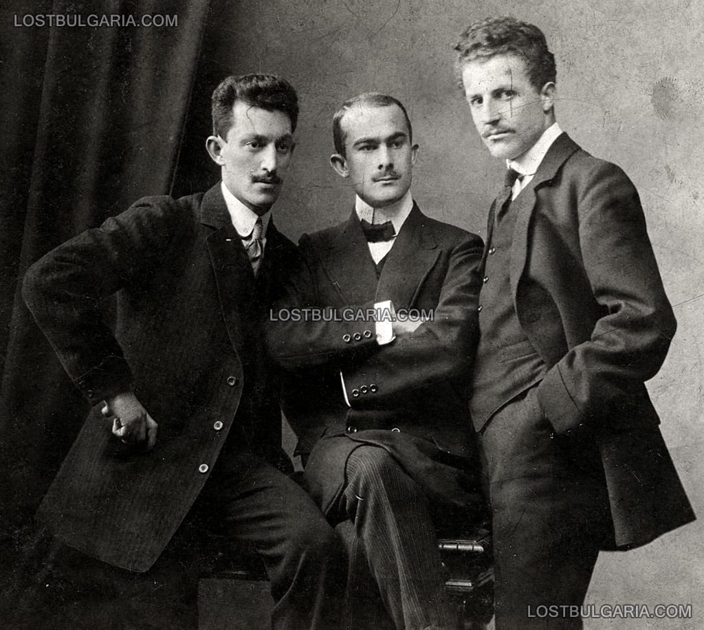 Портрет на трима студенти в Алтенбург (Altenburg) Германия, началото на ХХ век