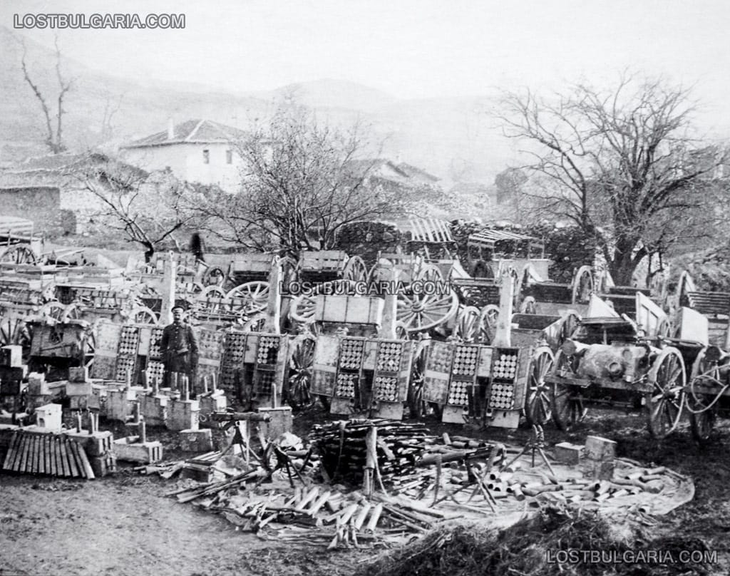 Трофейни артилерийски амуниции, картечници и лафети, Дойран, ноември 1915 г.