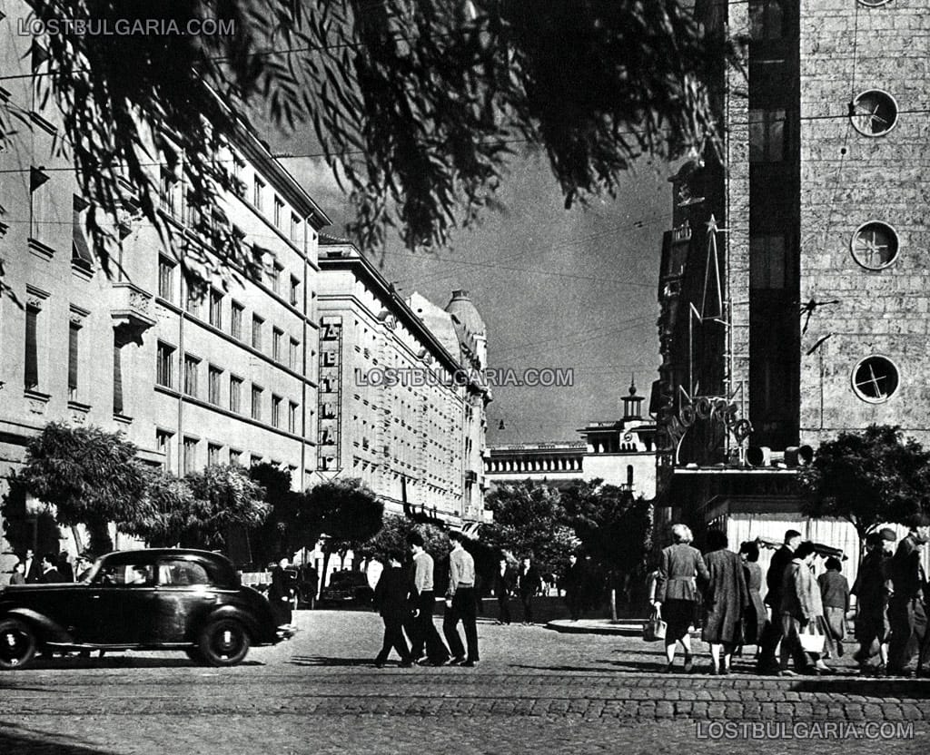 София, улица "Съборна" откъм площад "Света Неделя", 50-те години на ХХ век