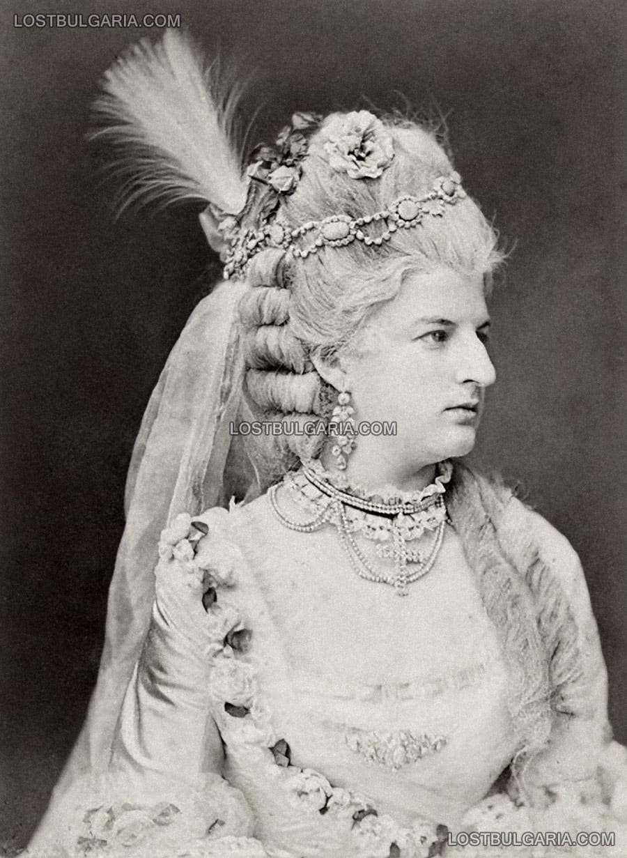 Портрет на Княгиня Амалия (?) Сакс-Кобург-Гота (Prinzessin Marie Amalie von Sachsen-Coburg und Gotha) в бална рокля, Виена 1869 г.