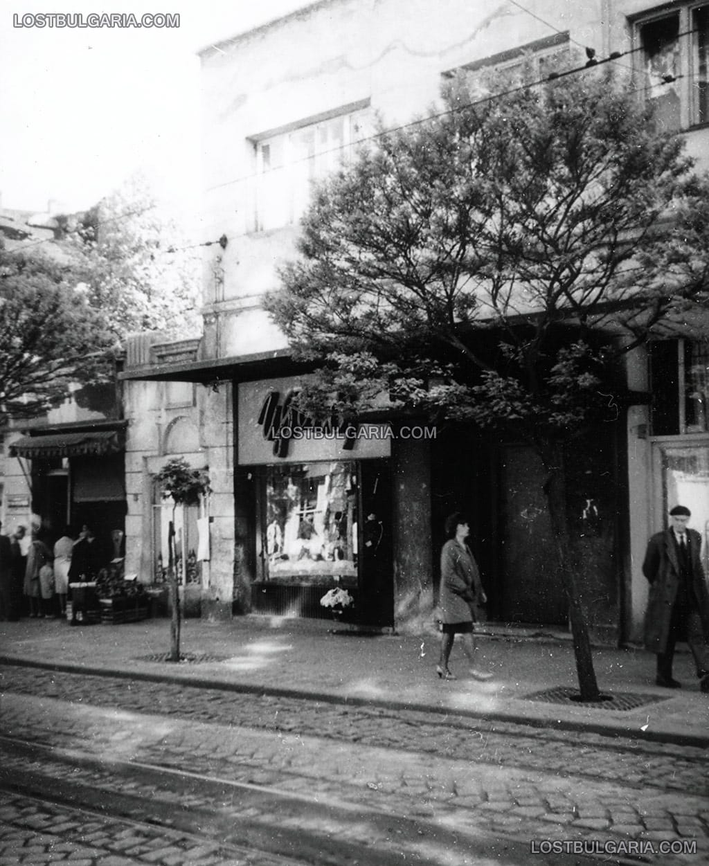 София, плод и зеленчук и магазин за цветя на улица "Граф Игнатиев", началото на 60-те години на ХХ век