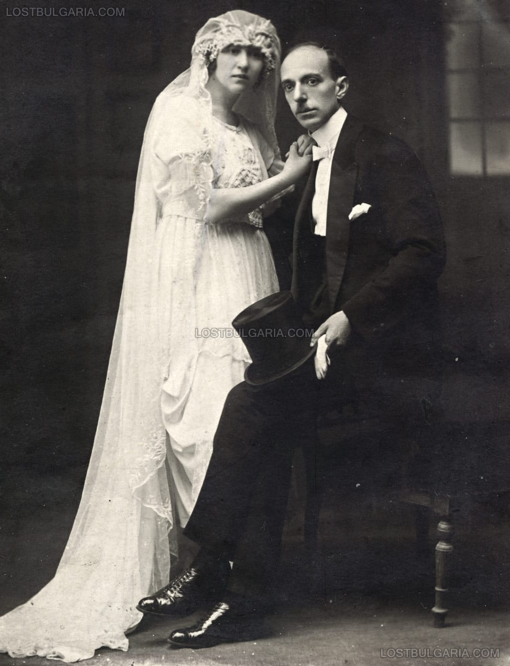 Сватбена фотография на Соломон и София Паси, Пловдив, 14 януари 1923 г.